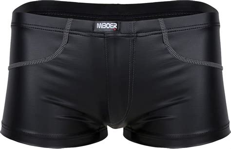Iiniim Mens Soft Patent Leather Boxer Briefs Underwear Swim Shorts