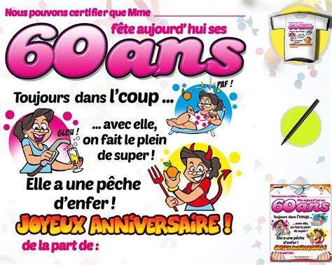 Plus on vieillit moins les textes humoristiques sont à l'honneur autant pour l'anniversaire des 40 ans, on n'hésite pas à en mettre une bonne couche sur l'humour, autant pour les 60 ans on y va plus mollo sur. Mot D'anniversaire 60 Ans Humour Beautiful Blague 60 Ans ...