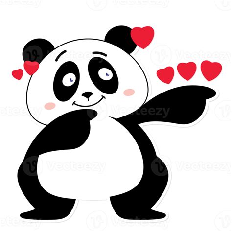 Panda Love Valentine Cartoon Cute 17189149 Png