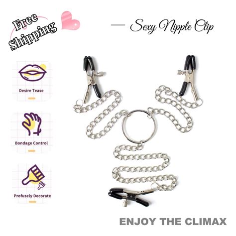 『climax Time』adjustable Nipple Clamp Chain Clips Bdsm Bondage Adult