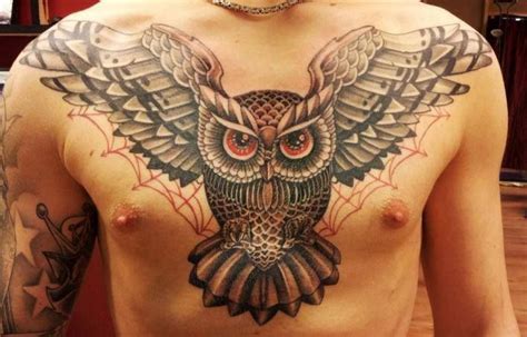Beautiful Owl Tattoo On Full Chest Owl Tattoo Chest Full Chest Tattoos