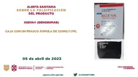 Alerta sanitaria sobre la falsificación del producto XGEVA Denosumab