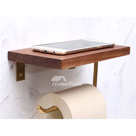 Timeless Wooden Toilet Paper Holder Wall Mount With Shelf