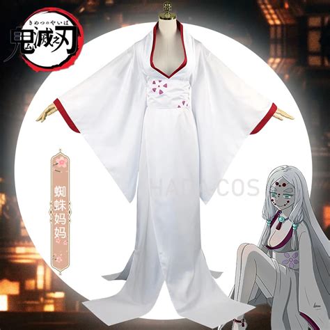 Anime Demon Slayer Spider Mom Kimetsu Cosplay Rui Costume White Kimono