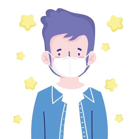 Premium Vector Boy With Medical Mask Character Portrait Cartoon New