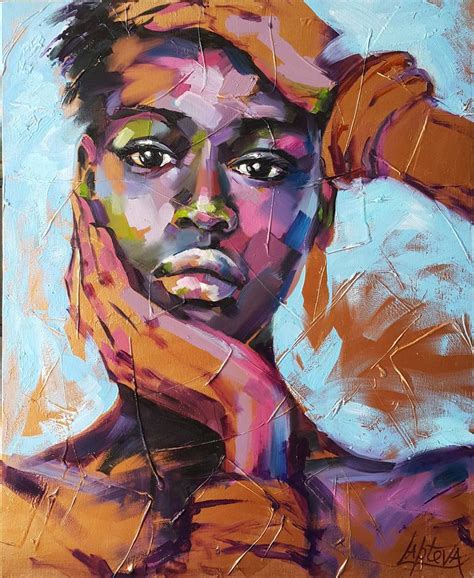 Abstract Portrait Of A Young African Girl Female Face Original