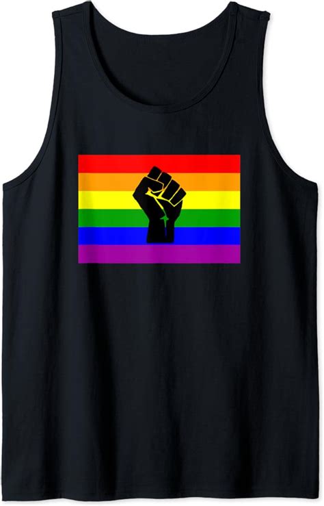 LGBT Gay Trans Pride BLM Fist Rainbow Flag Tank Top Amazon Co Uk Fashion