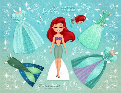 Disney Ariel Nautical Couture Paperdoll By Cory Jensen Frozen Paper Dolls Disney Paper