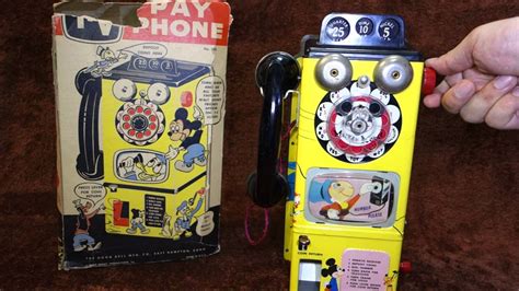 50s Disney Mickey Mouse Tv Pay Phone Vintage Tin Litho Toy Youtube