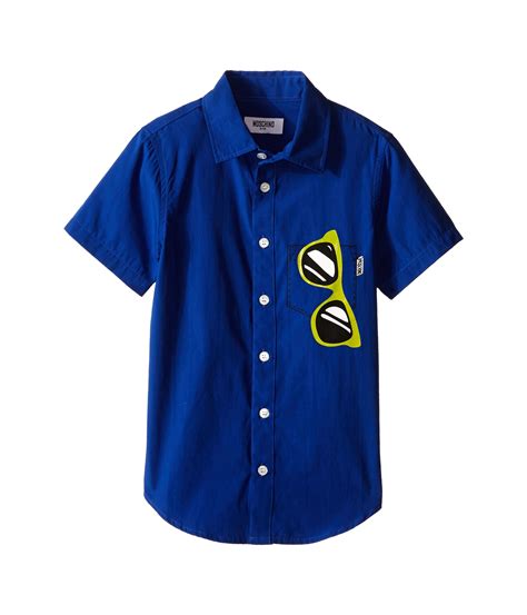 Moschino Kids Short Sleeve Button Up Shirt W Sunglasses Graphic