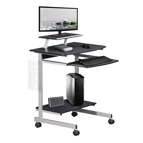 Techni Mobili Rolling Compact Computer Cart Desk With Storage Graphite