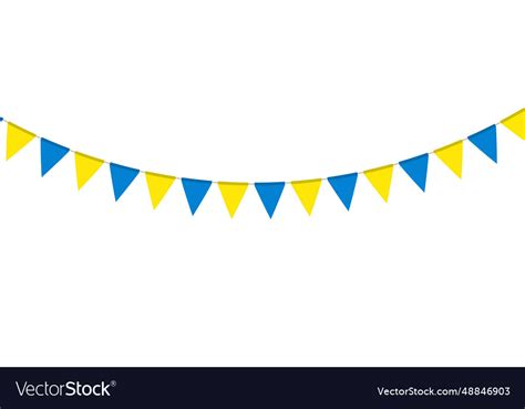 Blue And Yellow Flag Garland Triangle Pennants Vector Image
