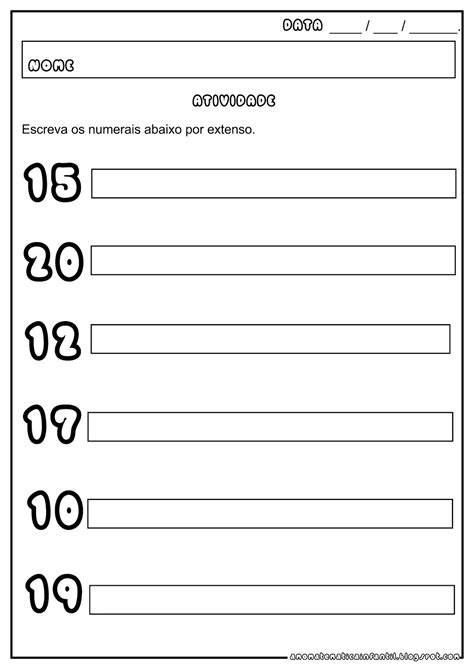 Atividades Numeros Por Extenso