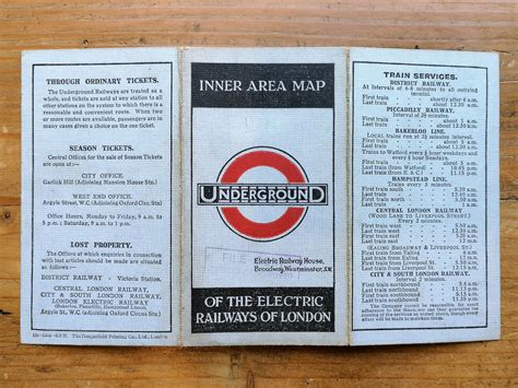 1951 London Underground Pocket Map Hc Beck Iconic Antiques Cool