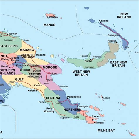 Papua New Guinea Provinces Map