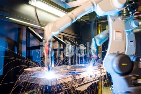 High Tech Industrial Robotic Welding Machines Stock Photos