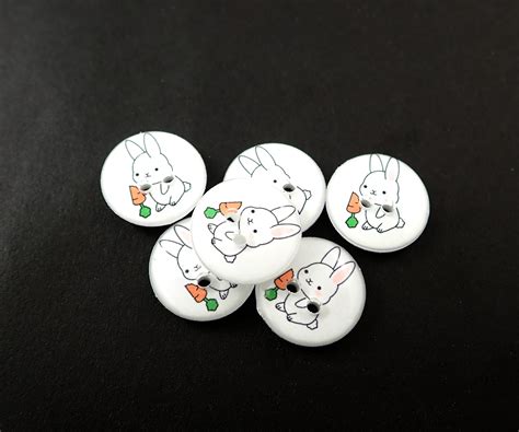 6 Rabbit Buttons Cute Bunny And Carrot Sewing Buttons Choose Etsy