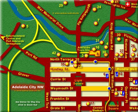 City Attractions Of Adelaide Map