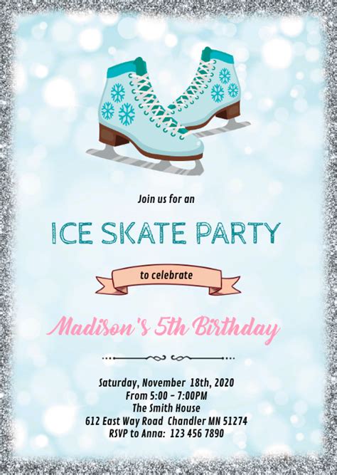 Ice Skating Party Invitation Template Postermywall