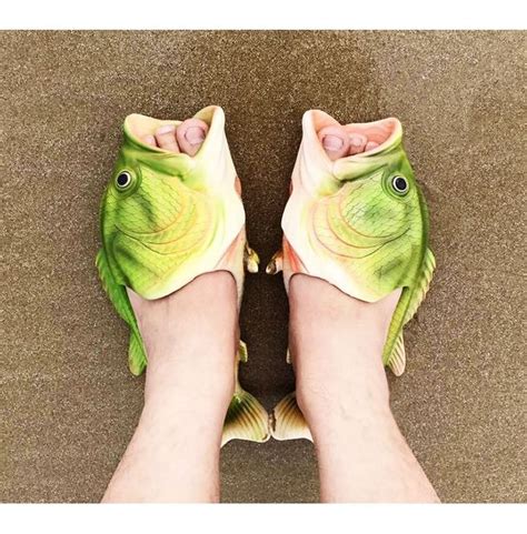 Weird Green Fish Shaped Sandals Funny Shoes Funky Shoes Crazy Shoes