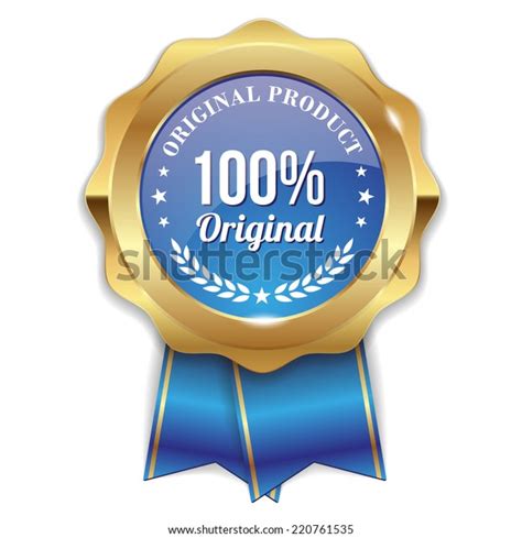 Gold Original Product Badge Blue Ribbon Stock Vector Royalty Free