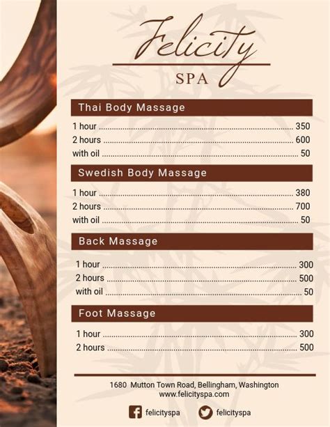 spa massage salon price list artofit