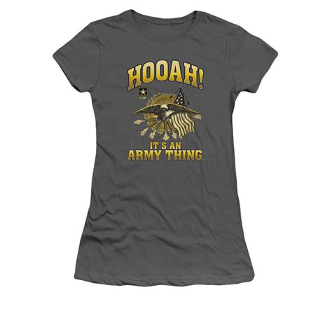 Us Army Hooah Gray Juniors T Shirt