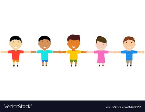 Group Happy Friends Holding Hands Royalty Free Vector Image