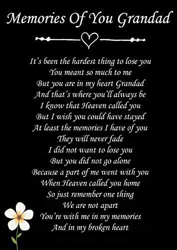 To A Loving Grandad Memorial Graveside Funeral Poem Keepsake Card