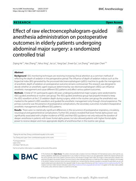 PDF Effect Of Raw Electroencephalogram Guided Anesthesia