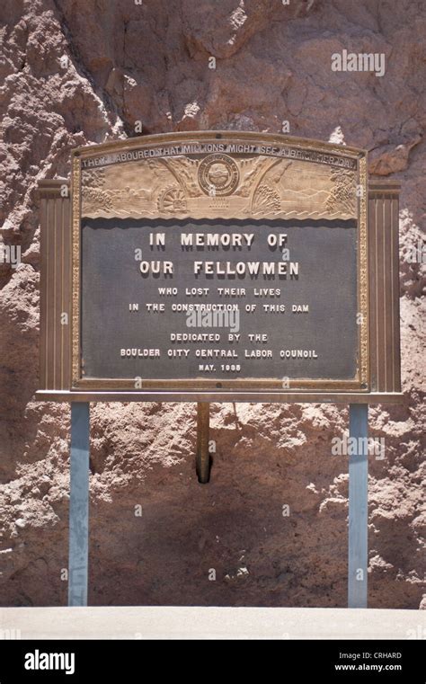 Memorial Plaques At The Hoover Dam Nevada Arizona Stock Photo Alamy