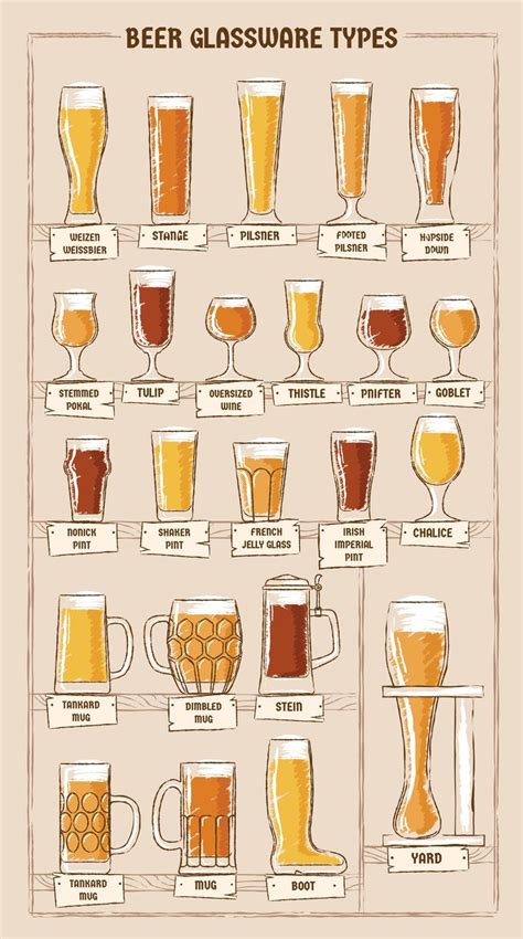 Beer Glassware Types Beer Glass And Mug Types And Charts Ales Beer Beerfoood Beertapps