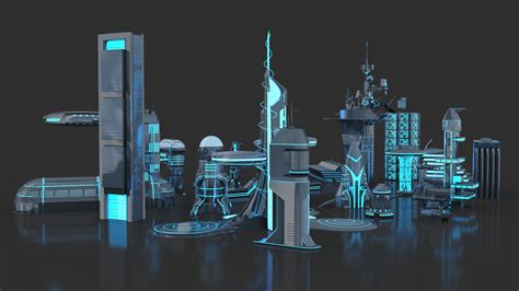 3d Sci Fi City Model Turbosquid 1403837