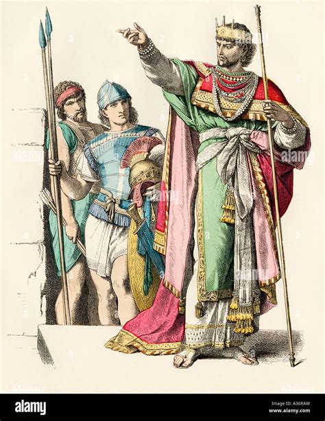 Ancient Hebrew Warriors And King Hand Colored Print Stock Photo Alamy