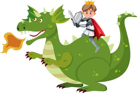 Knight Riding Dragon On White Background 3234333 Vector Art At Vecteezy