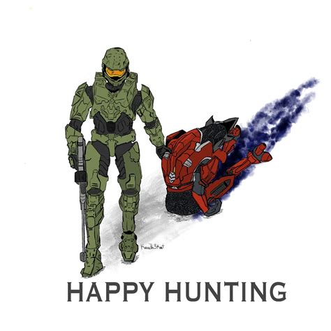 Artstation Halo Master Chief Happy Hunting Digital 2d