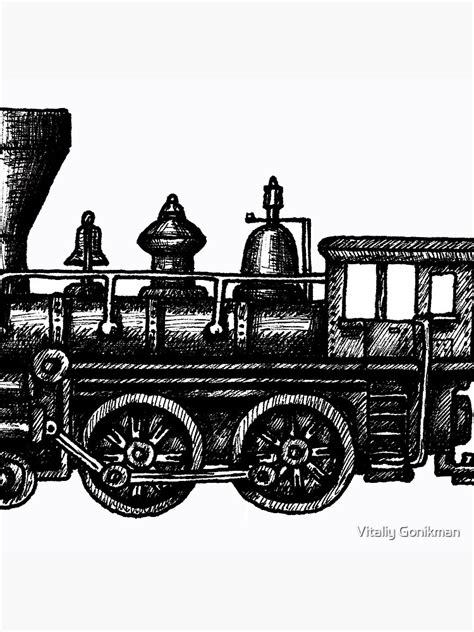 Steam Locomotive Black And White Pen Ink Drawing Throw Pillow By