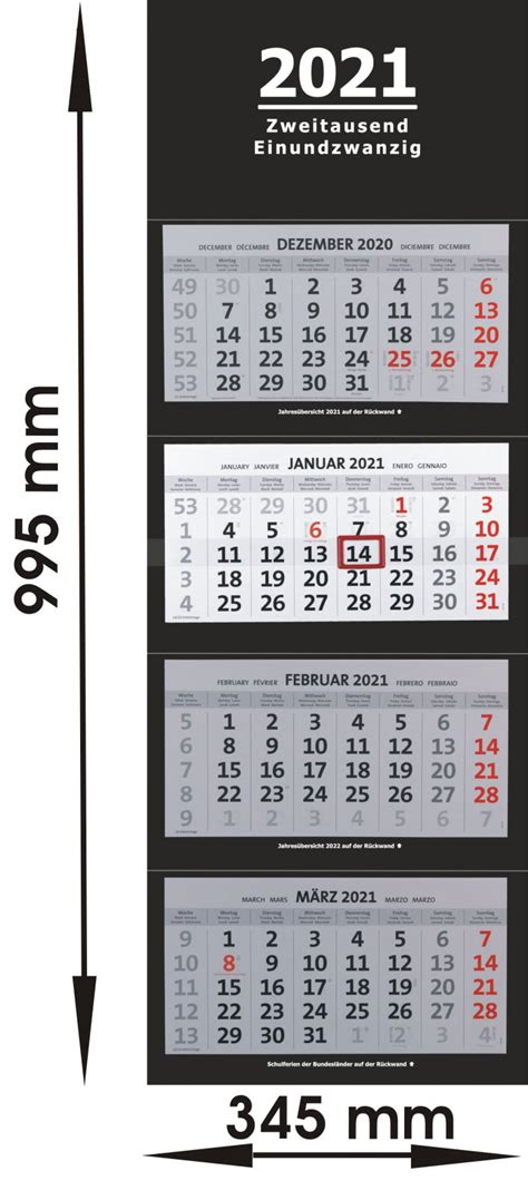 Möchten sie ihre monatlichen arbeitsstunden berechnen, können sie die folgende formel verwenden: XXL 4-Monatskalender 2021 schwarz großer Wandkalender ...
