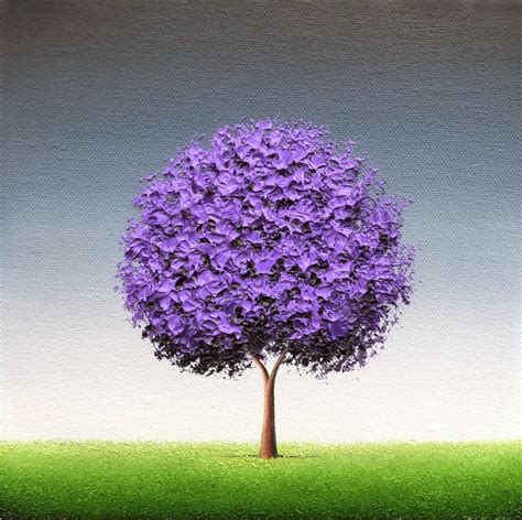 Purple Tree Art Original Oil Painting Tree Painting Textured Canvas