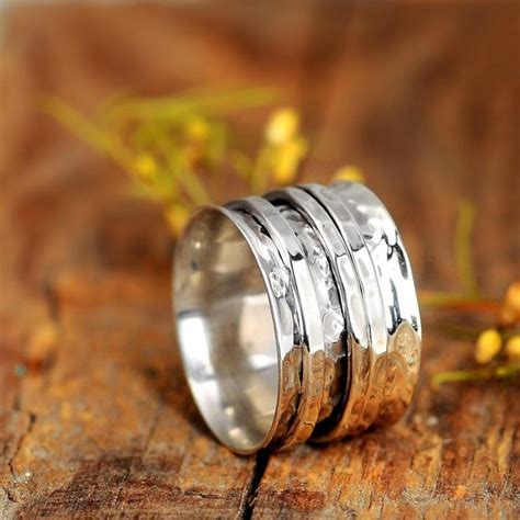 Boho Chunky Ring Sterling Silver Ring For Women Wide Band Etsy