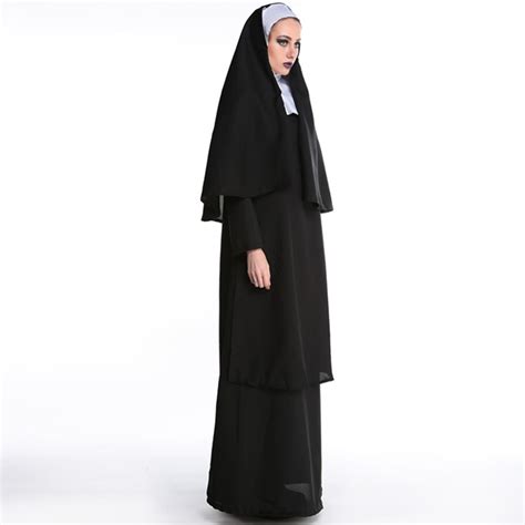 Virgin Mary Nuns Costumes Sexy Long Black Costume Arabic Religion Monk Ghost Uniform Best