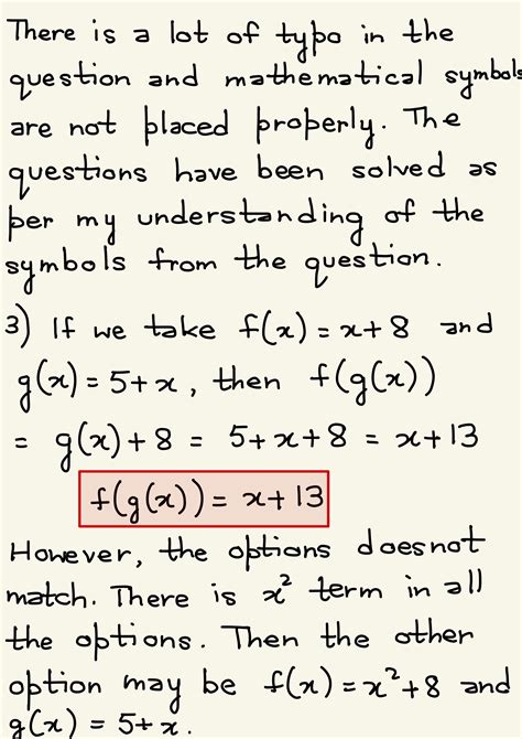 [solved] 3 given the functions f x x 8 and g x 5 x determine an course hero