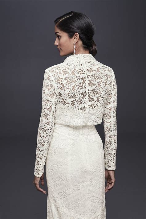 Long Sleeve Lace Jacket Style Ow2114 Ivory 10 In 2020 Lace Jacket Wedding Necklines For