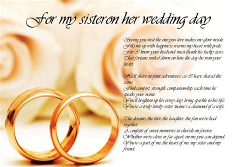 Personalised Poem Poetry For My Sister Bride On Her Wedding Day