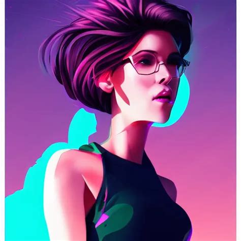 Woman Synthwave Retrowave Digital Art Artstation Stable