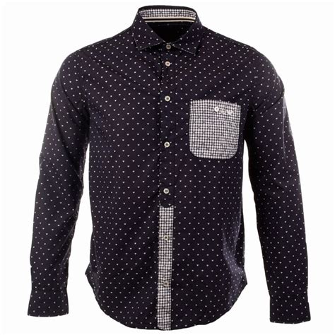 emporio armani armani jeans navy all over eagle print long sleeve shirt men from