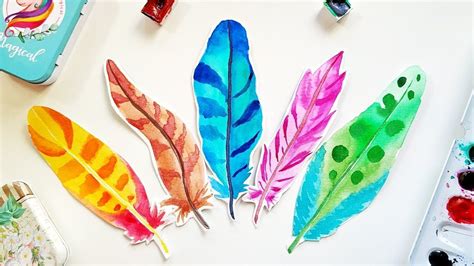 Watercolor Feathers Bookmarks Ideas Diy Easy Painting Min Crafts Feather Bookmark