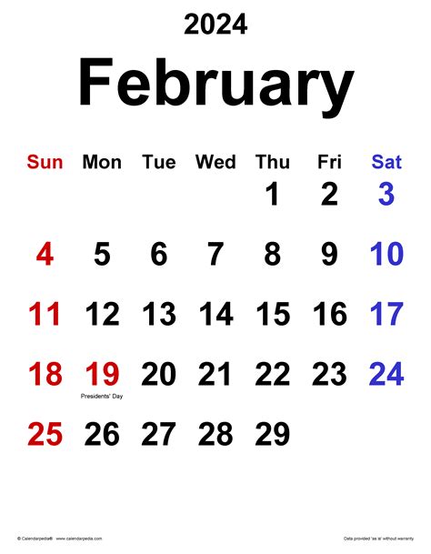 Year 2024 Calendar February Month Carine Roselle