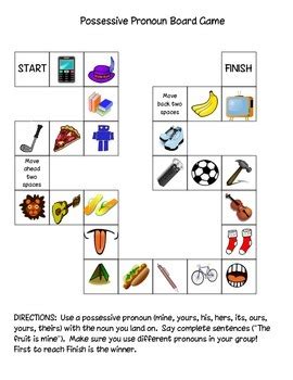 1st grade games, videos and worksheets. Possessive Pronoun Board Game by Gina Andersen | TpT