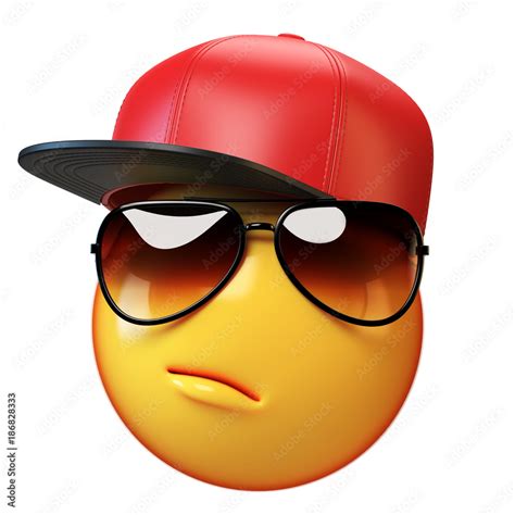 Cool Emoji Isolated On White Background Swag Emoticon With Sunglasses 3d Rendering Иллюстрация